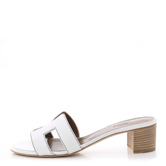 HERMES Calfskin Oasis Sandals 36.5 White | Fashionphile