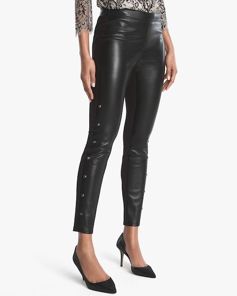 White House Black Market Vegan Leather Front Ponte Back Studded Leggings | White House Black Market