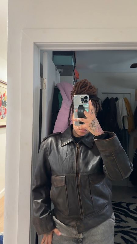 Authentic leather jacket from mango 
