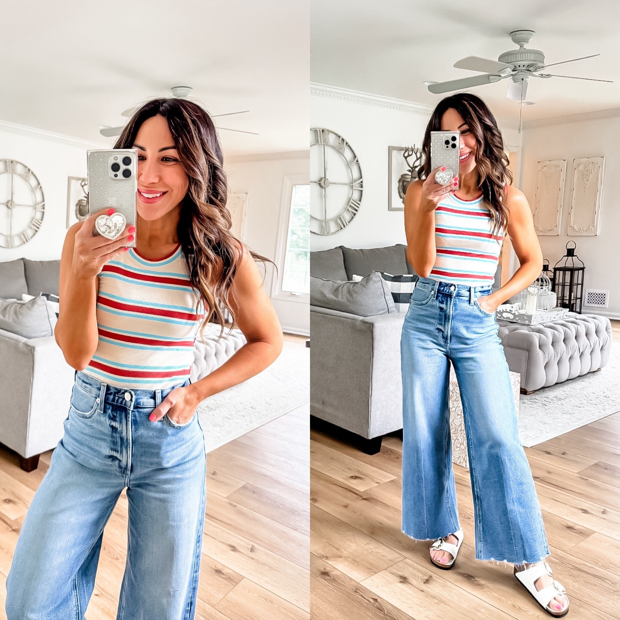 Xs striped tank top, 26 jeans (I sized up) 

#LTKFindsUnder100 #LTKOver40