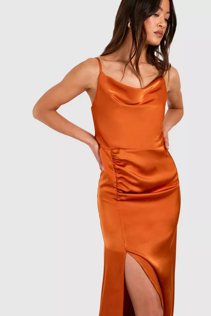 Tall Occasion Satin Cowl Neck Maxi Dress | boohoo (US & Canada)