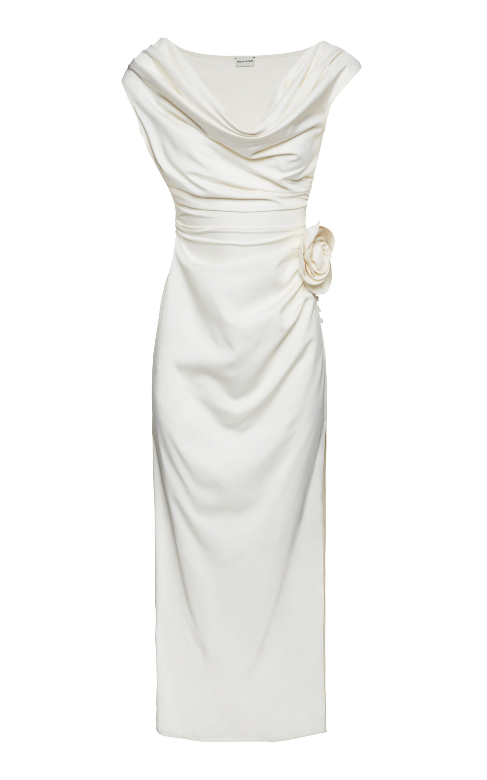 Rosette-Detailed Draped Silk Midi Dress | Moda Operandi (Global)