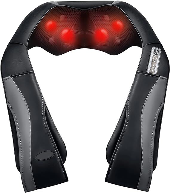 Shiatsu Back Neck and Shoulder Massager with Adjustable Heat and Speed, 8 Nodes Electric Deep Tis... | Amazon (US)