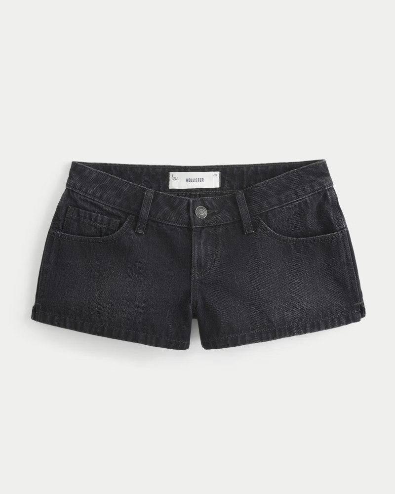 Women's Ultra Low-Rise Washed Black Mini Denim Shorts from Hollister | Hollister (US)