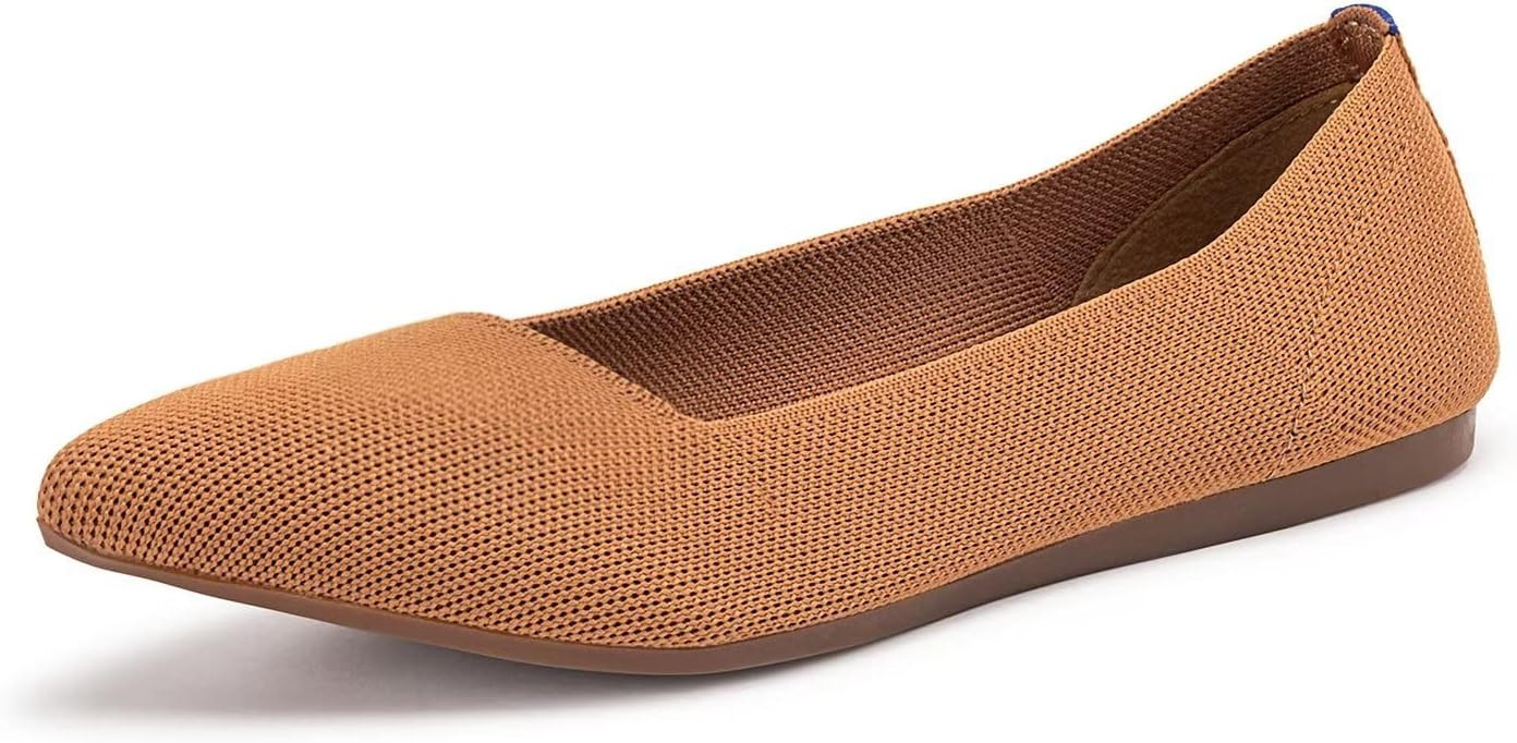 Womens Pointed Toe Ballet Flat Knit Dress Shoes Low Wedge Flat Shoes Comfort Slip On Flats Shoes ... | Amazon (US)