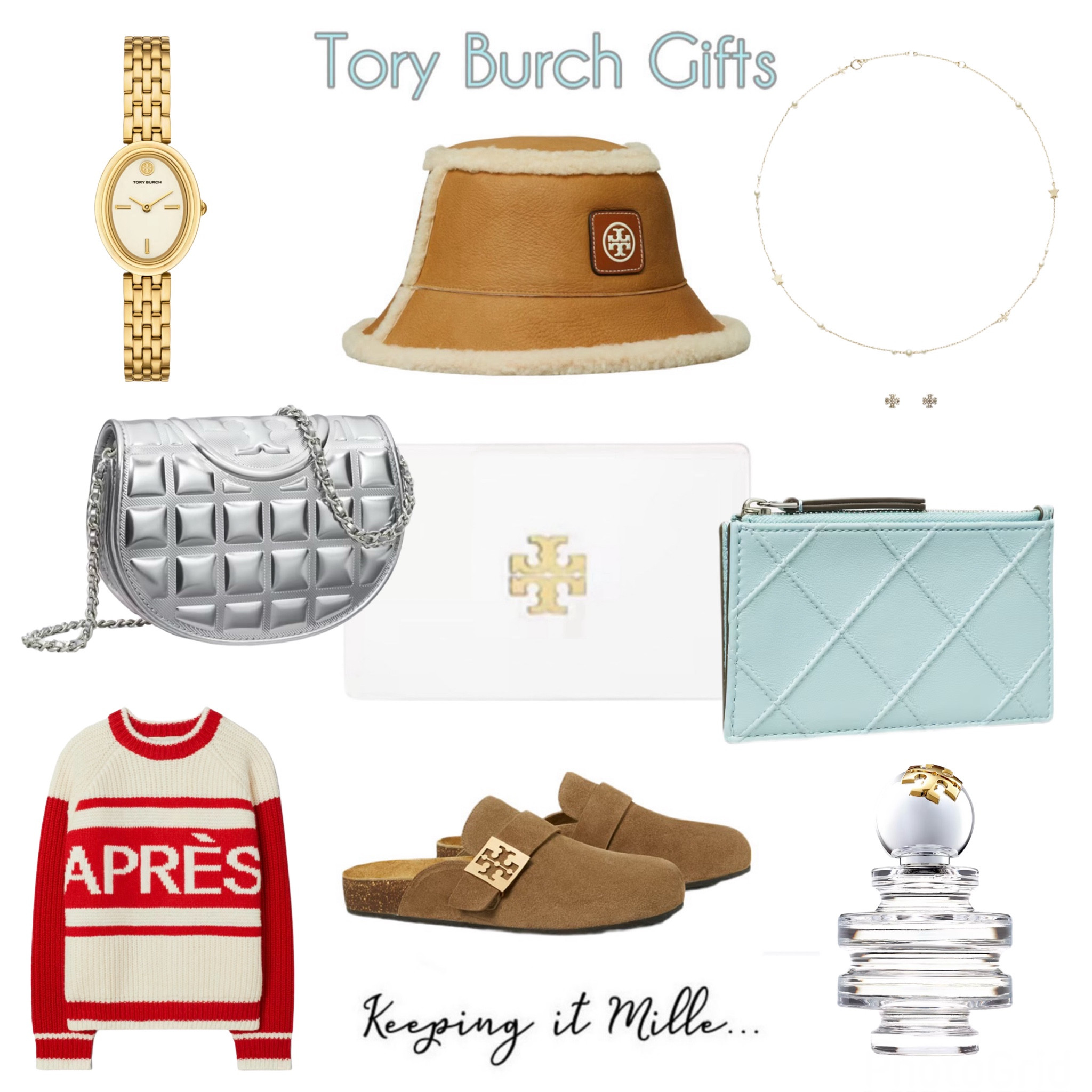 Tory Burch Holiday Gift Guide. Bucket hat, quilted bag, Aprés Ski sweater, clogs, Sublime eau de Parfum

#LTKHoliday #LTKCyberWeek #LTKGiftGuide