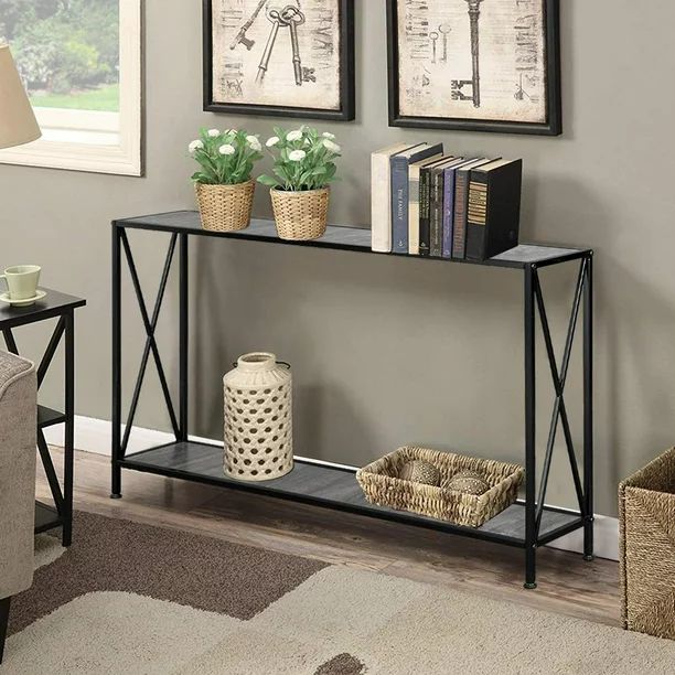 Zimtown 2 Tier X Design Large Console Table Entryway Table with Lower Storage Shelf - Walmart.com | Walmart (US)