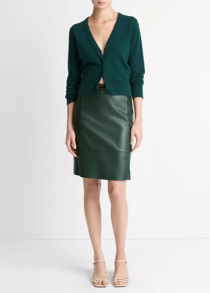 Leather Flared Knee Skirt | Vince LLC