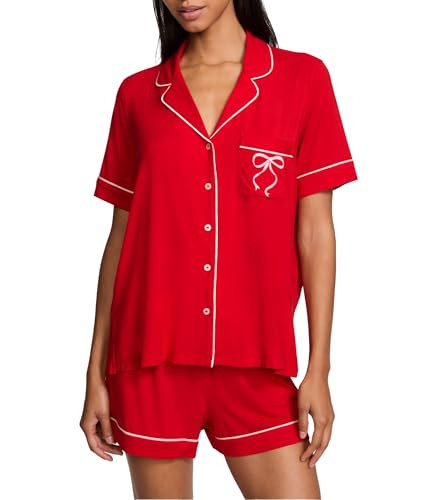 Victoria's Secret Modal Pajama Set, Short Sleeve Shirt and Pajama Short Set, Sleepwear for Women, Red Bows (XL) | Amazon (US)
