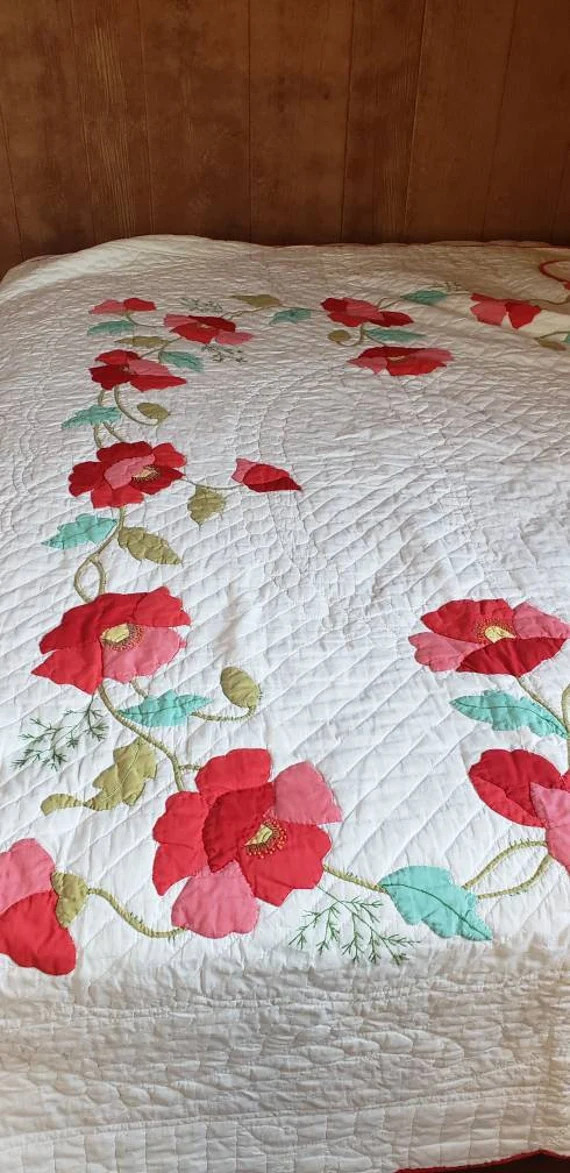 Vintage Handmade Flower Ring quilt | Etsy (US)