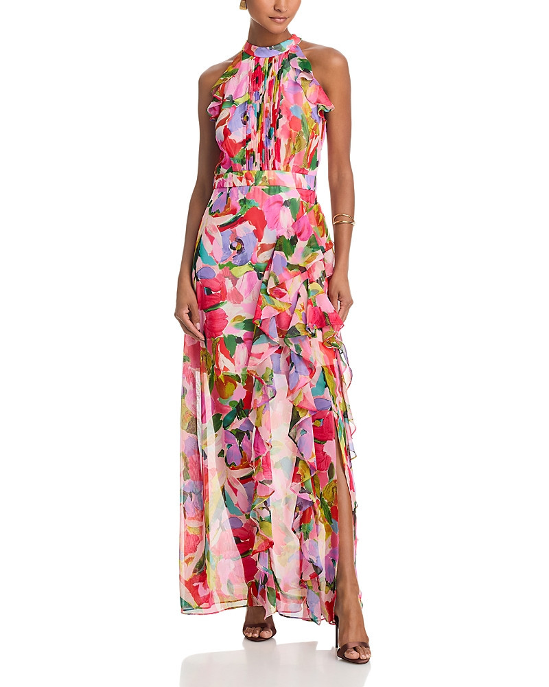 Aqua Printed Ruffle Placket Maxi Dress - Exclusive | Bloomingdale's (US)