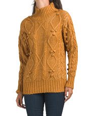Mock Neck Cable Sweater With Bobbles | TJ Maxx