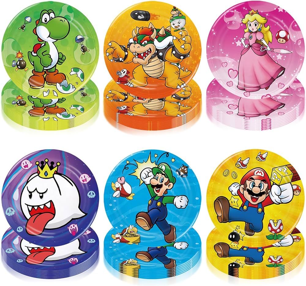 OGHOBLYE 60pcs Mario Birthday Party Plates Mario Birthday Party Supplies Favors Mario Birthday Bi... | Amazon (US)