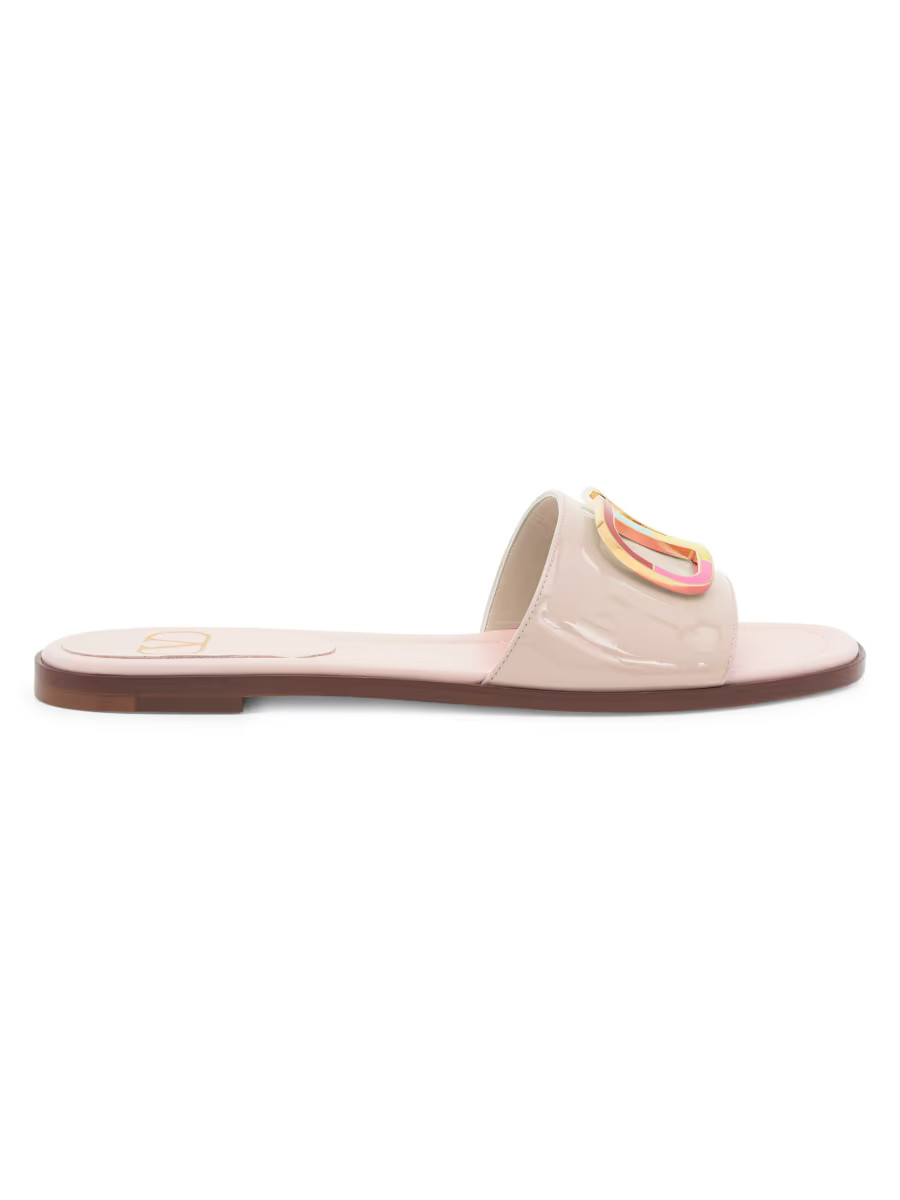 Valentino Garavani Patent Leather Logo Slides | Saks Fifth Avenue