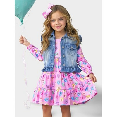 Sweethearts Conversational Hearts Vest and Dress Set Mia Belle Girls, Pink, 2T | Target