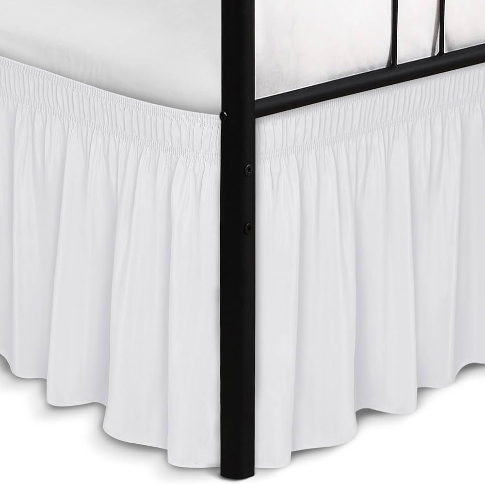 Biscaynebay Wrap Around Bed Skirts with Split Corners for Queen Beds 15" Drop, White Adjustable E... | Amazon (US)