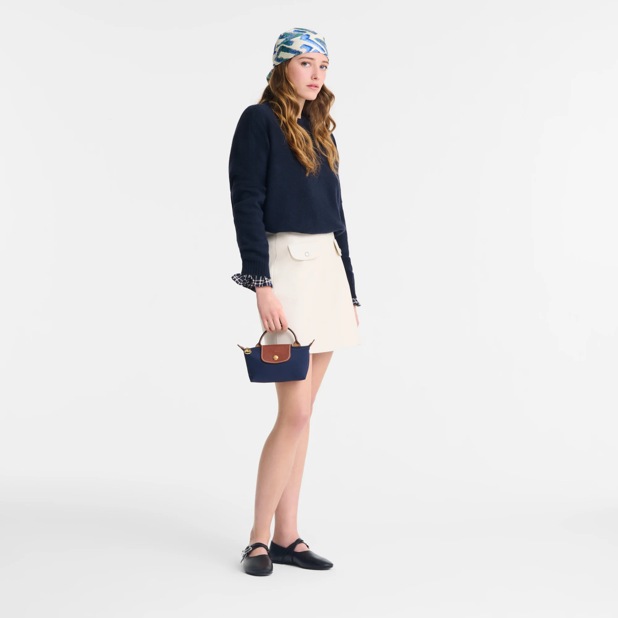 Le Pliage Original Pouch with handle Navy - Recycled canvas | Longchamp US | Longchamp