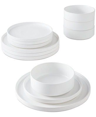 Aaden Matte Stackable 12 Pc. Dinnerware Set, Service for 4 | Macy's