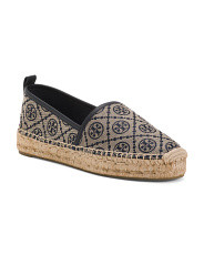 Made In Spain Leather T Monogram Platform Espadrilles | Marshalls