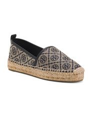 Made In Spain Leather T Monogram Platform Espadrilles | Marshalls