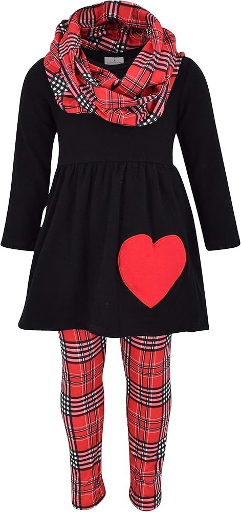 Unique Baby Girls 3 Piece Valentine's Day Plaid Heart Outfit | Amazon (US)