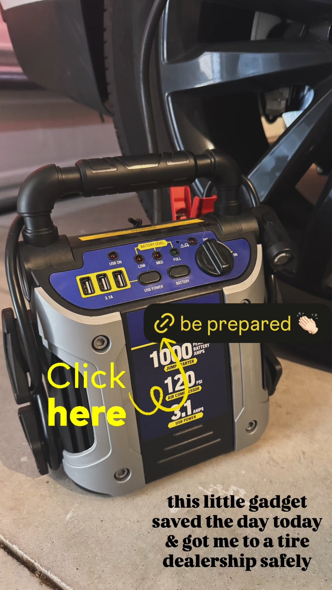 This gadget saved the day today helping me pump up my flat tire and getting me safely to a tire dealership. 

It also jumps off a dead battery. Double win! 

#LTKFamily #LTKHome #LTKTravel