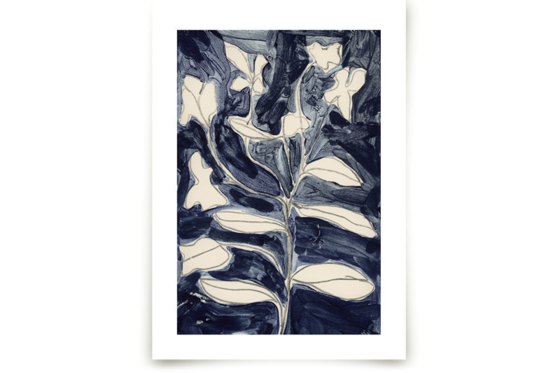 "Petals on Indigo" - Painting Limited Edition Art Print by Deborah Velasquez. | Minted