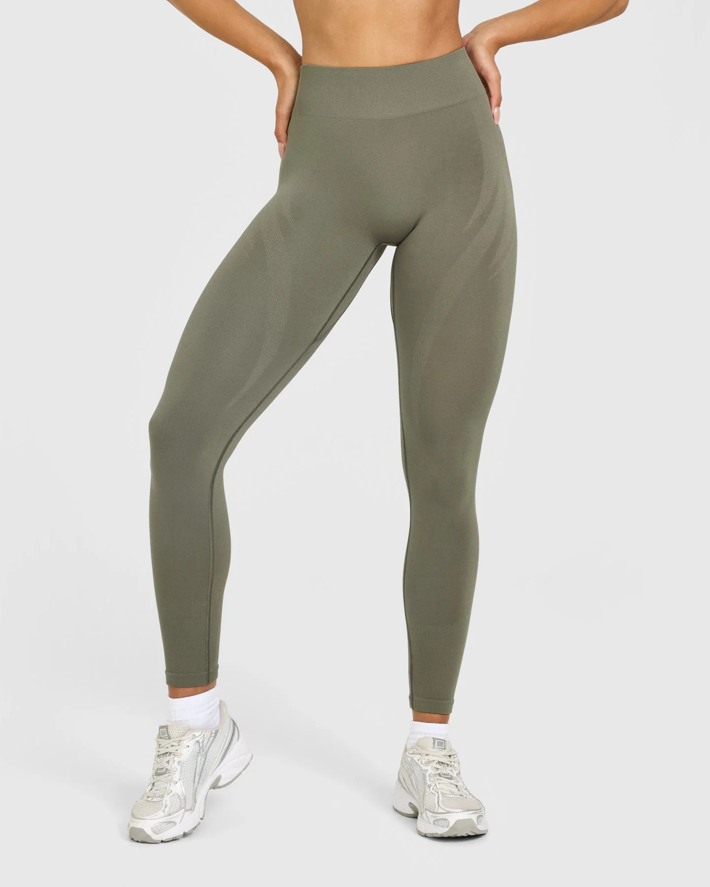 EnhanceLift™ Seamless Leggings with White Logo 
 Alpine Green | Oner Active (UK / US)