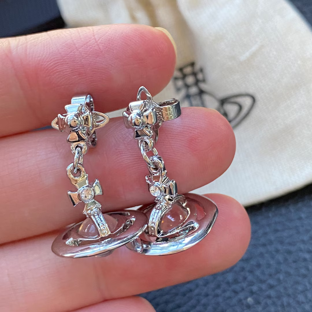 Vivienne Westwood Orb Drop Crystal Silver Earrings - Etsy | Etsy (US)