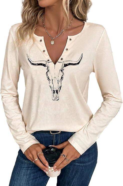 SODSHY Women's Cowboy Shirt Country Concert Outfit Cute Western Graphic Tee Casual Notched Neck L... | Amazon (US)