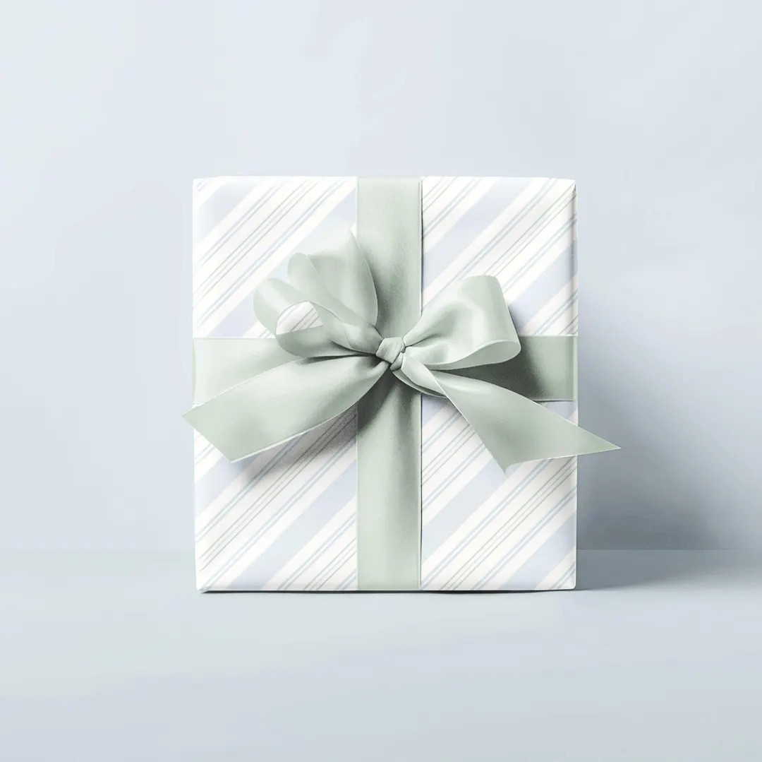 Candy Cane Stripe Light Blue & Sage Wrapping Paper, Gift Wrap, Modern Pastel Holiday, Elegant Chr... | Etsy (US)