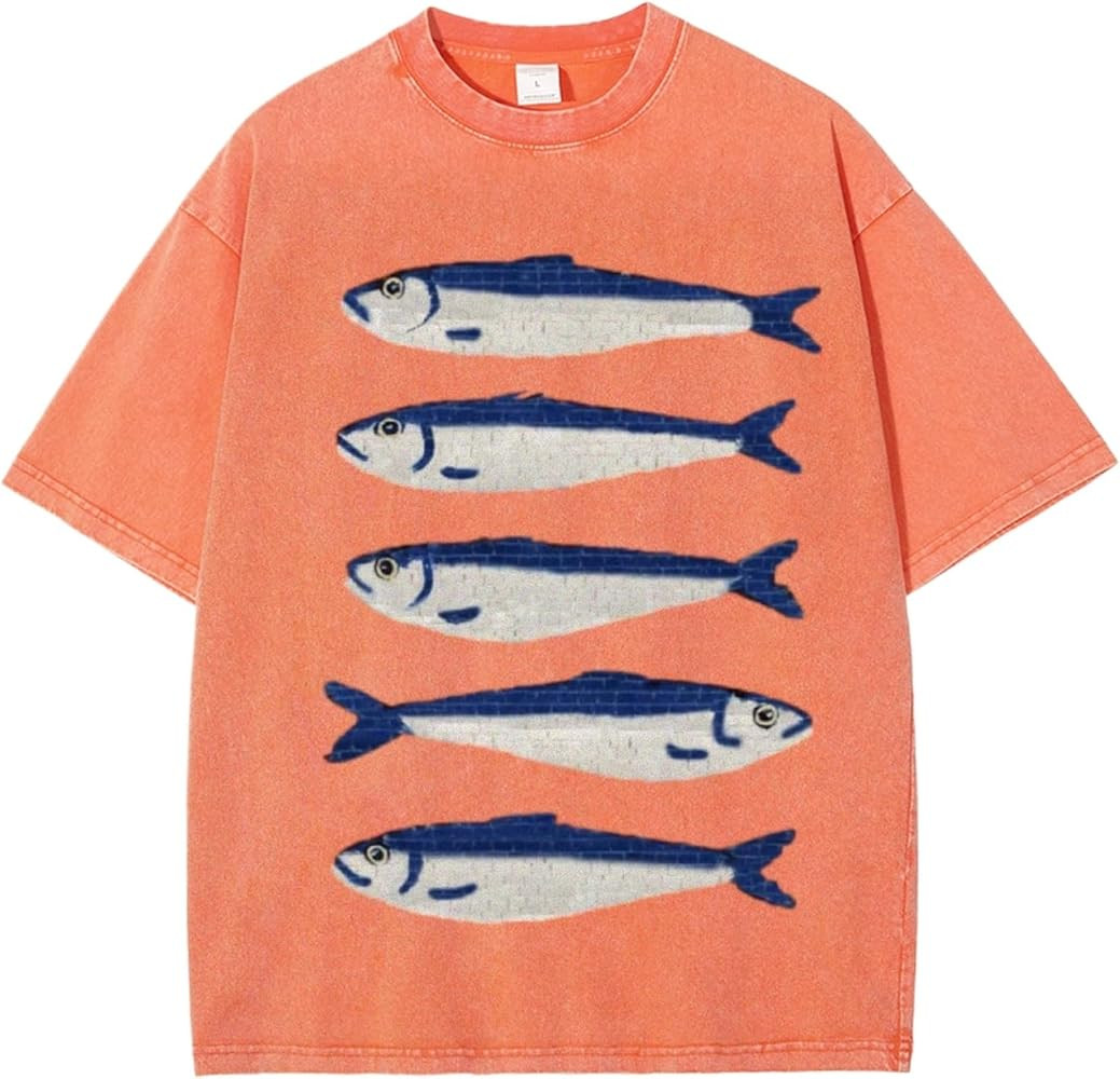 Women Oversized Graphic Tee Fisherman Core Aesthetic Y2k Grunge Fish Print T-Shirts Streetwear Su... | Amazon (US)