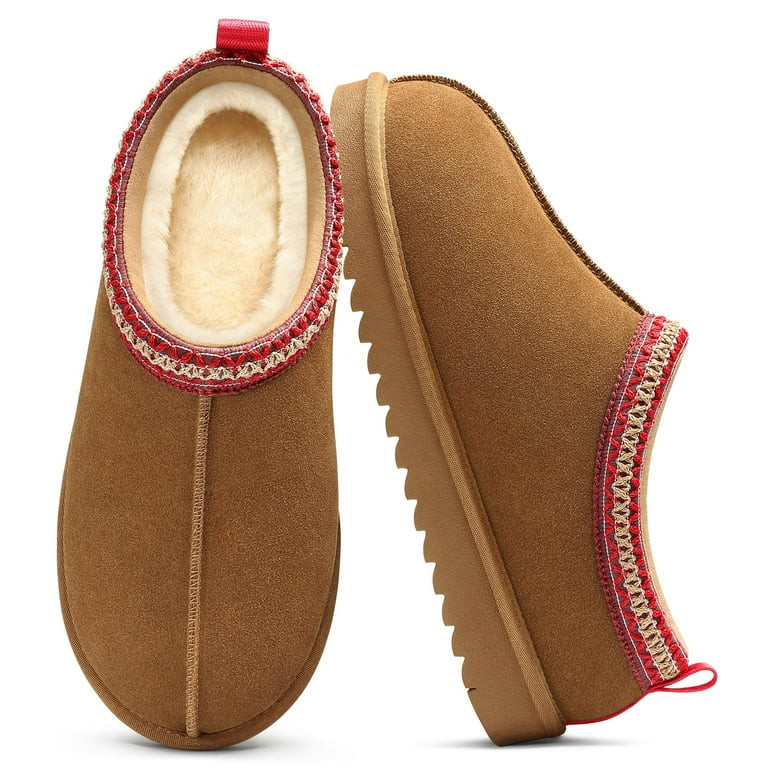 Comwarm Genuine Suede House Fuzzy Slippers for Women Men, Warm Memory Foam Shoes Indoor Outdoor, ... | Walmart (US)