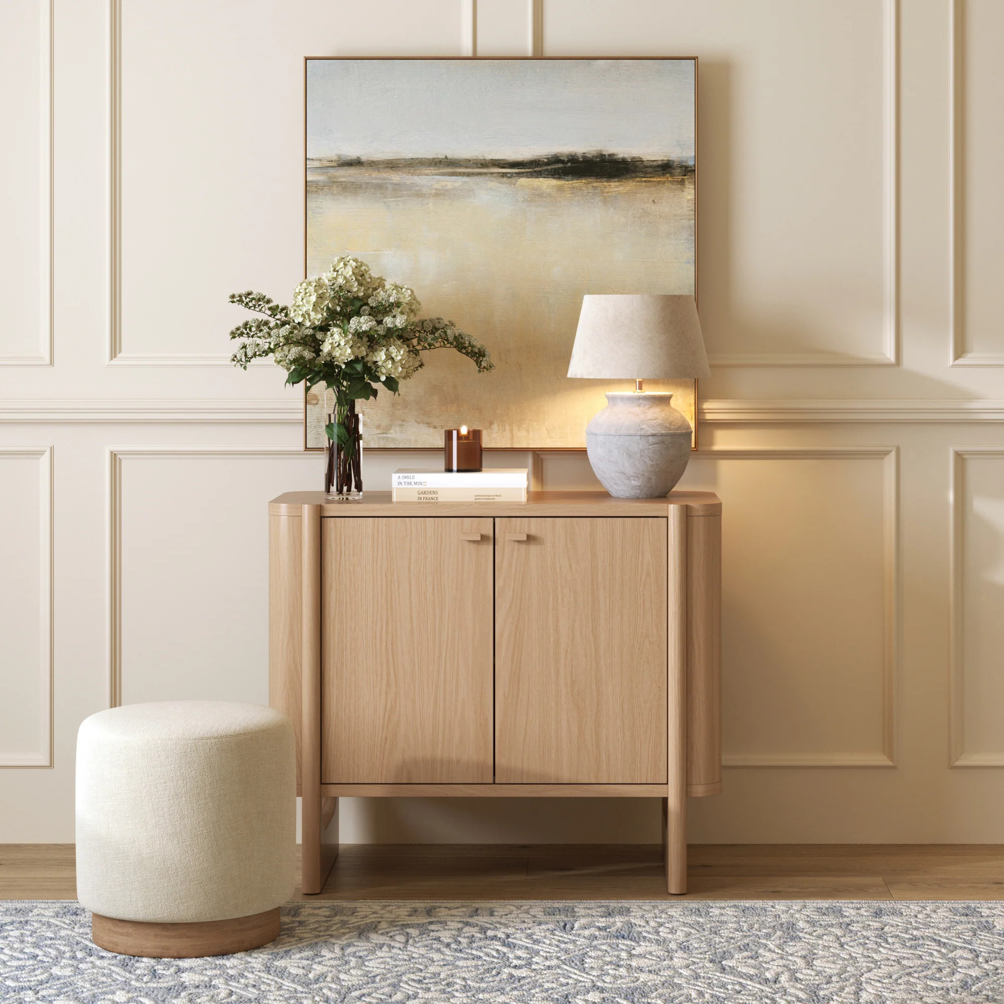 Mid-Century Modern Solid Wood Accent Cabinet Raw Oak | Nathan James