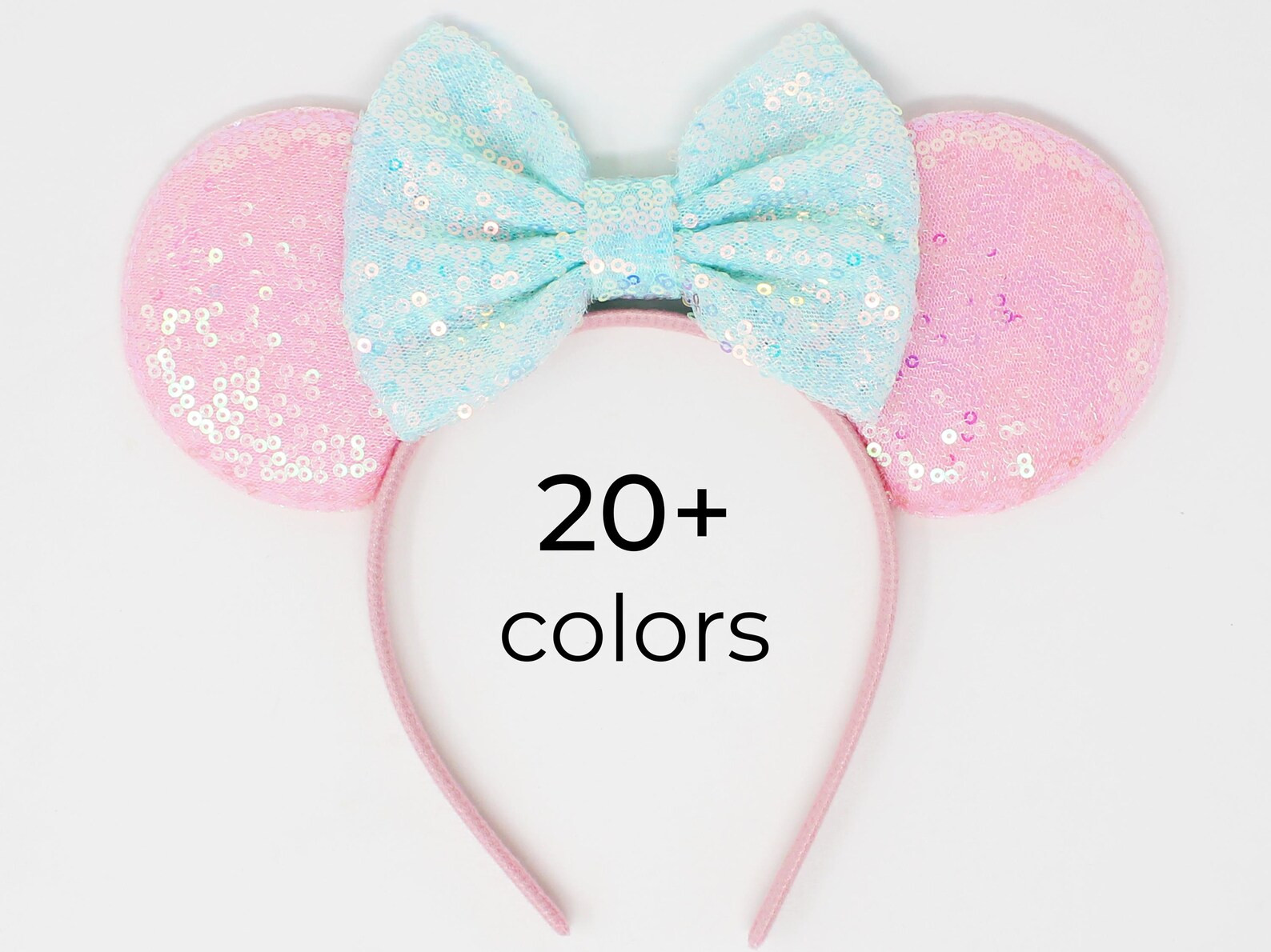 Candy Pink Sequin Mouse Ears | Choose Your Bow Color | Etsy (US)