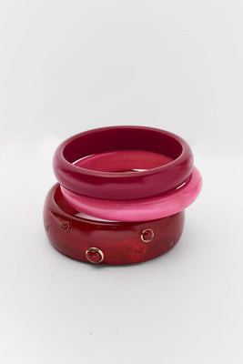 Pink Mixed Acrylic Bangle Set | Avara