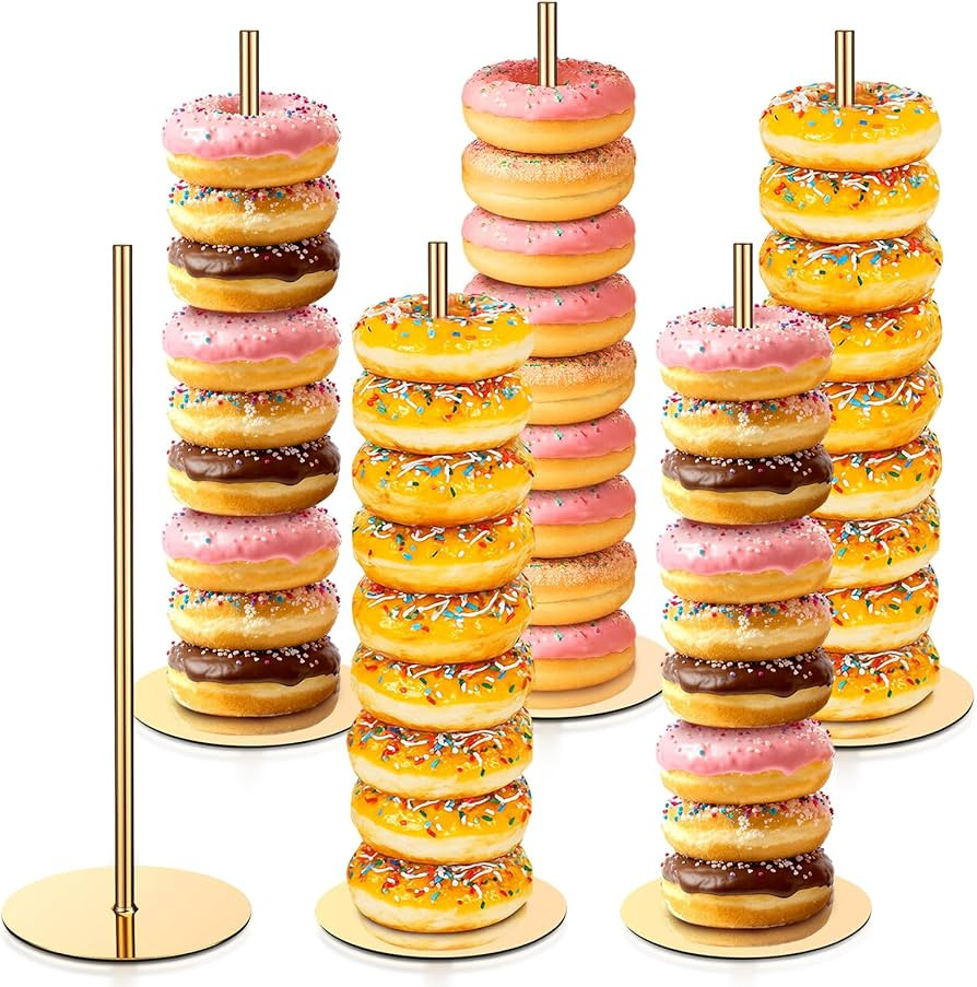 6 Pcs Metal Donut Display Stand Tower Bagel Holder Cake Stand Dessert Table Doughnut Holder Displ... | Amazon (US)