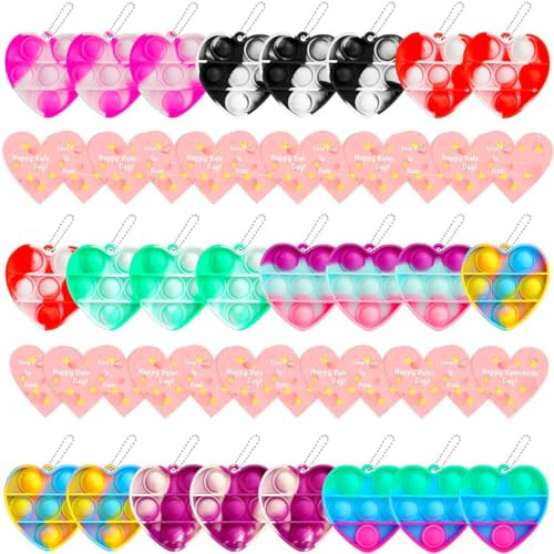 JDSTY Valentines Day Gifts for Kids,24 Mini Pop Bubbles Bulk with Keychain,Stress Relief Sensory Fidget Pack for Kids School Class Classroom Valentines Day Cards Gifts Prizes Party Favors | Amazon (US)