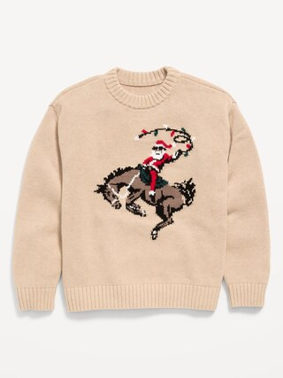 Oversized Crew-Neck Holiday Graphic Sweater for Boys | Old Navy (US)