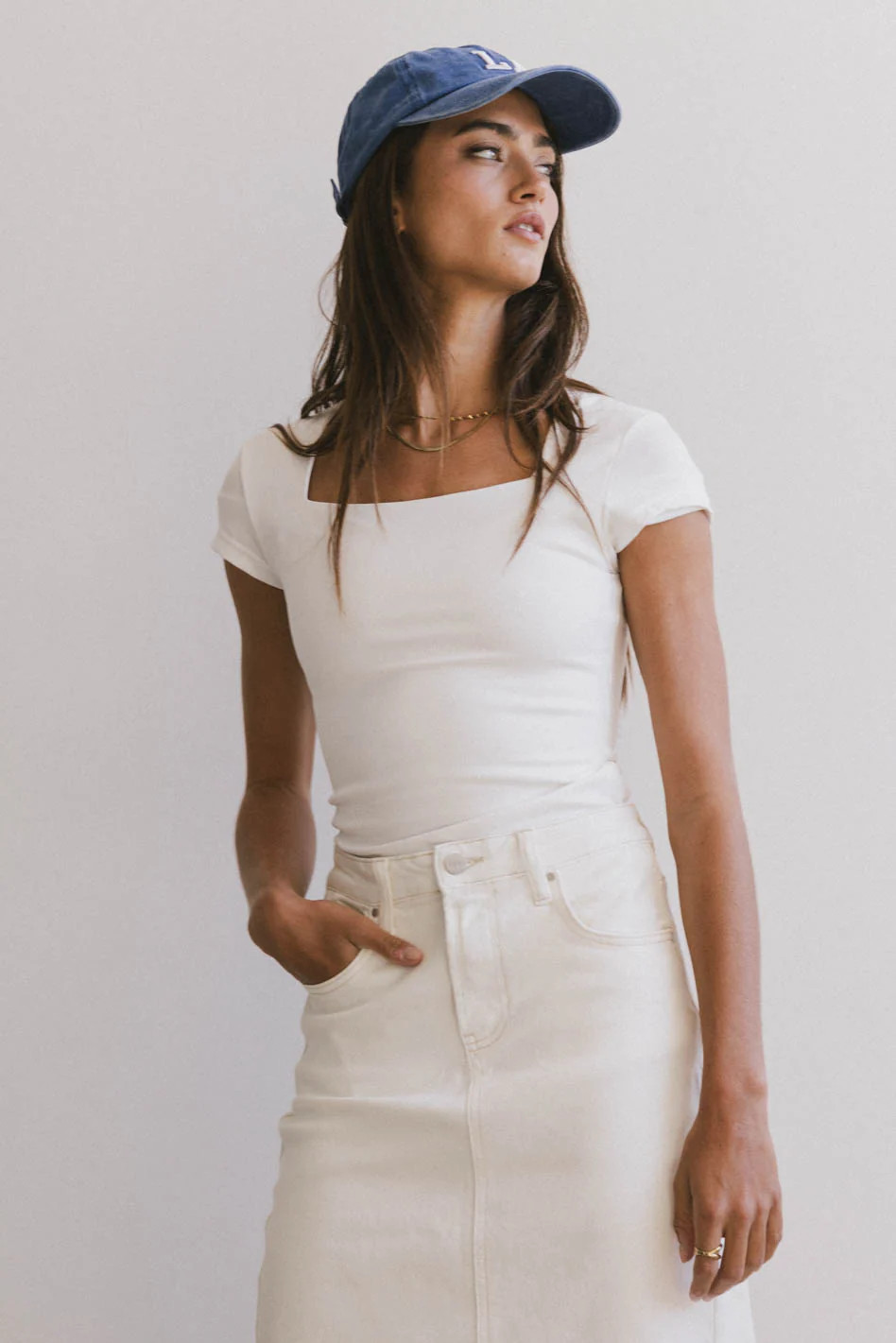 Irene Square Neck Top in Ivory | Böhme US