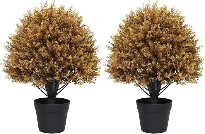 24" Fall Topiary Artificial Outdoor Plants, Faux Cypress Bushes & Shrubs | Amazon (US)