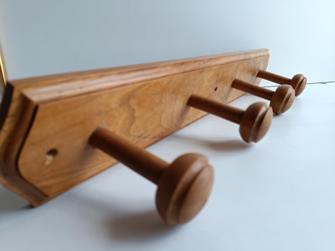 French Vintage 4 Peg Solid Wood Coat Rack Circa Mid Century. - Etsy | Etsy (US)