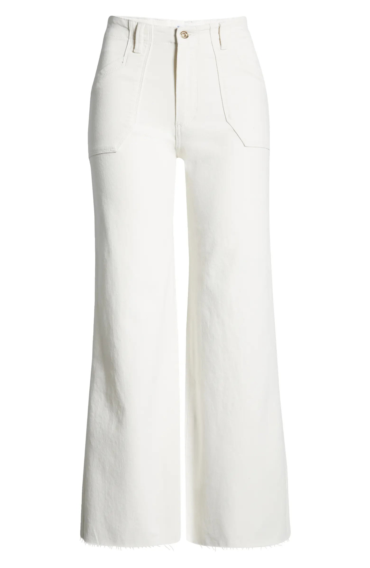Anessa Raw Hem High Waist Crop Wide Leg Utility Jeans | Nordstrom