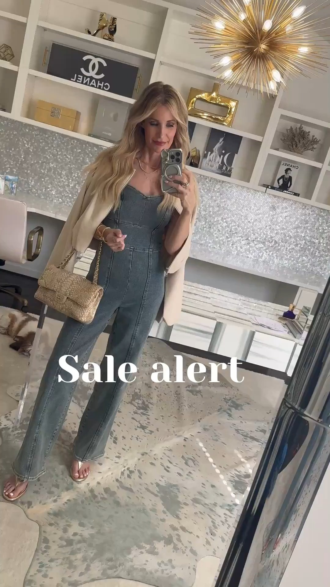 Denim jumpsuit outfit + chic bomber jacket on sale 👖✨ This Express denim jumpsuit is so flattering with a cinched waist, sweetheart neckline, and subtle back cutout that adds the perfect little edge. I layered it with a fabulous bomber jacket for an effortless look that works for brunch, girls’ night, or date night — wearing an XS in the denim jumpsuit and XS in the jacket, and both pieces are on sale. #LTKsale #LTKstyle 

 

#LTKSeasonal #LTKOver40 #LTKSaleAlert