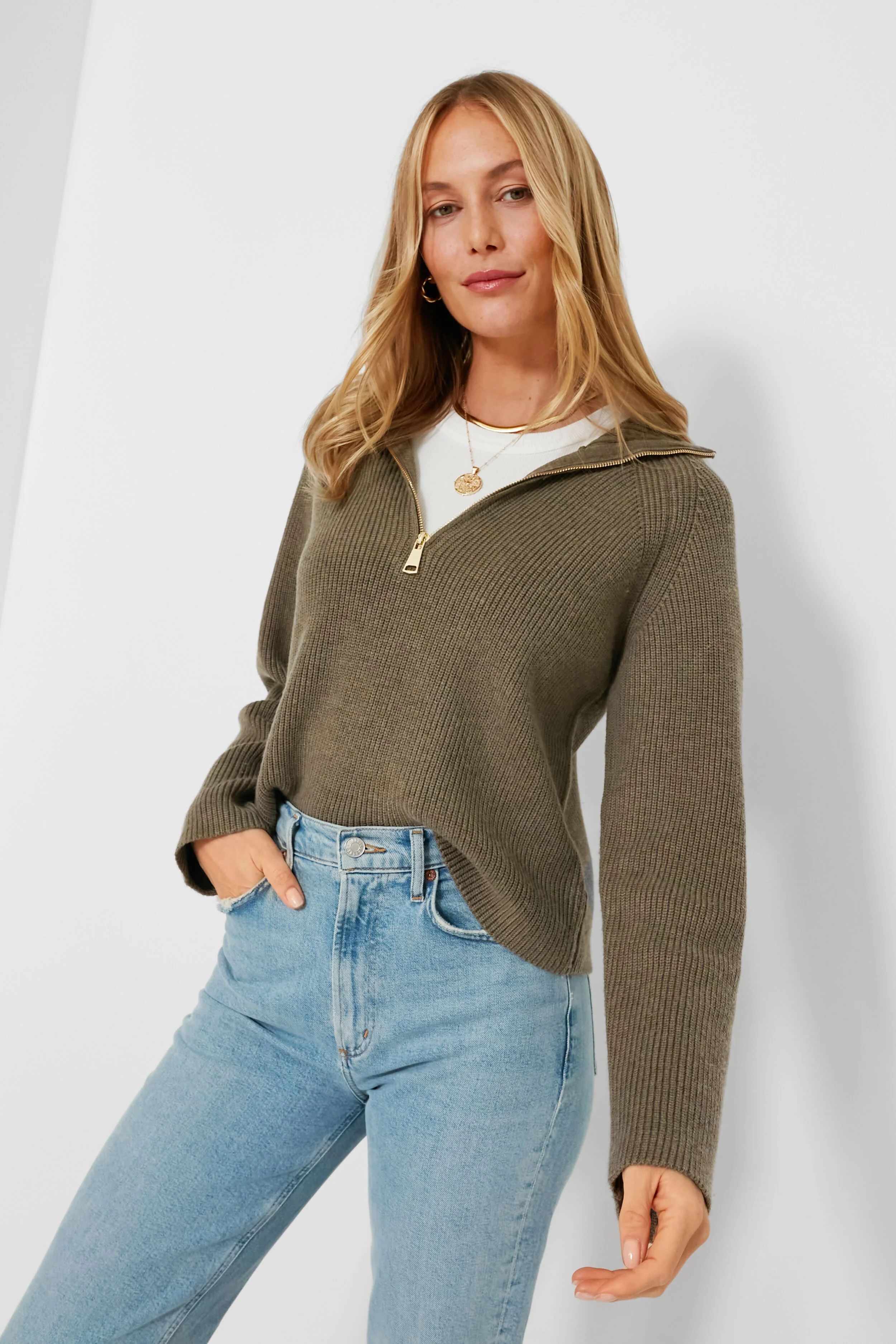 Quinlan Quarter Zip Cropped Sweater | Tuckernuck (US)