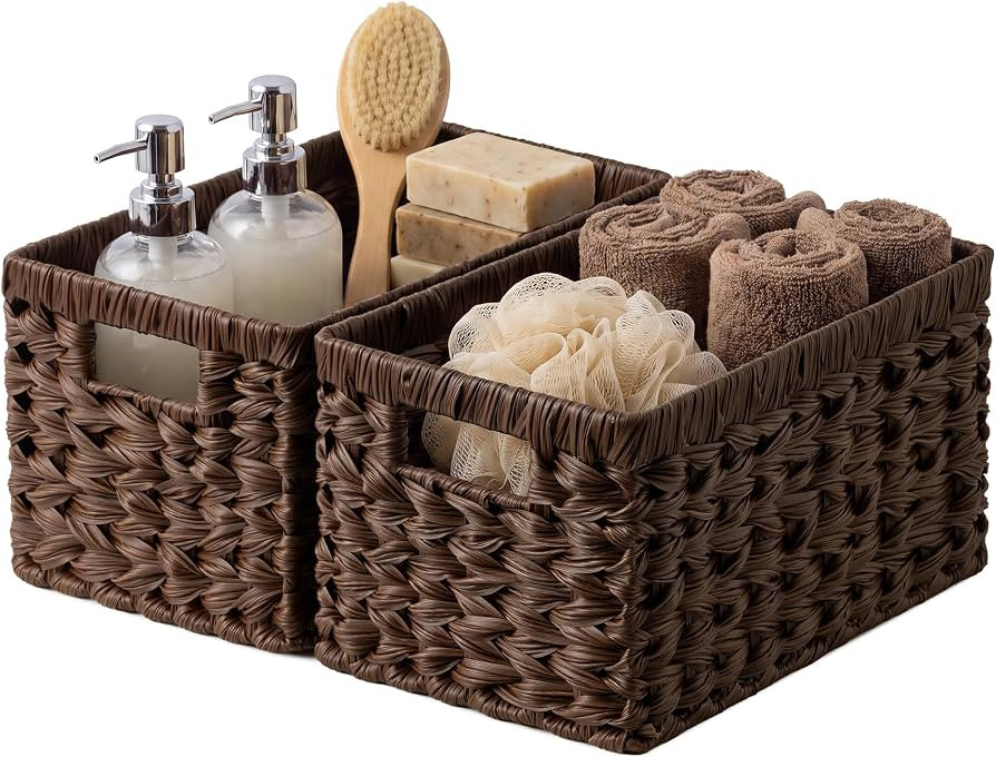 GRANNY SAYS Wicker Storage Baskets for Shelves, Brown Wicker Baskets, 2Pack | Amazon (US)