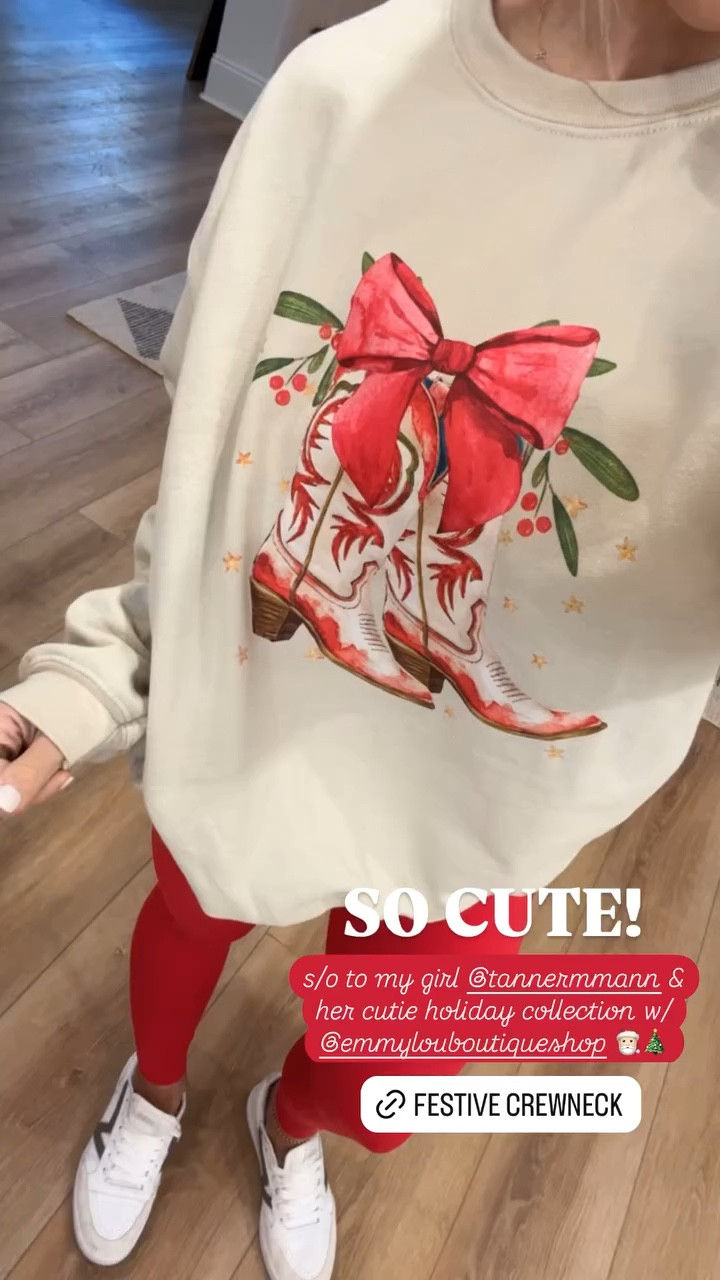 S/O to my girl @tannermmann & her cutie holiday collection w/ @emmylouboutiqueshop 🎅🏻🎄 SO CUTE! 👏🏼👏🏼 in a L crewneck! 

& my fave Amazon leggings — S! TTS Vans! 

Seasonal / small shop / Christmas ootd / holidays / casual / comfy / Holley Gabrielle 

#LTKStyleTip #LTKSeasonal #LTKFindsUnder100
