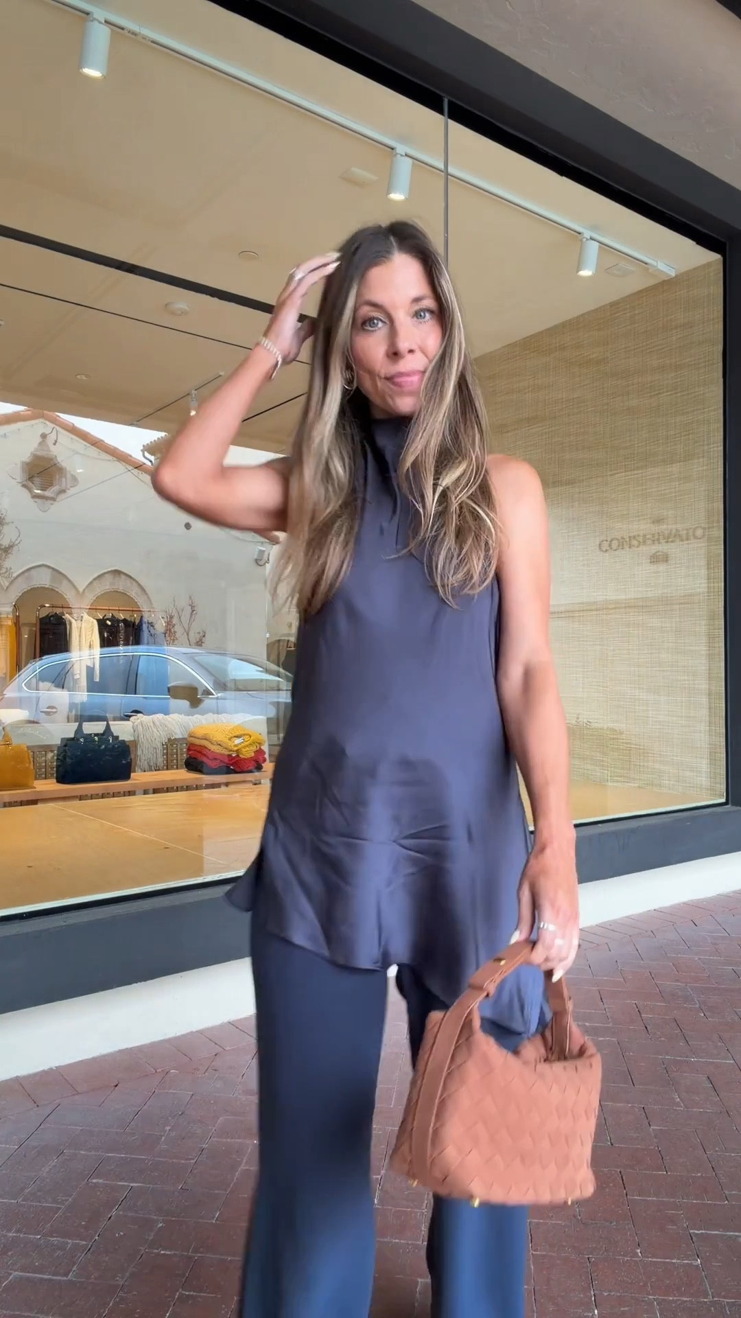 Love a chic monochromatic fit! Size small Aritzia lodge pants - I have in 4 colors!!! Zara halter top linked similar. Amazon bag  



#LTKdayinmylife #LTKootd #LTKSeasonal