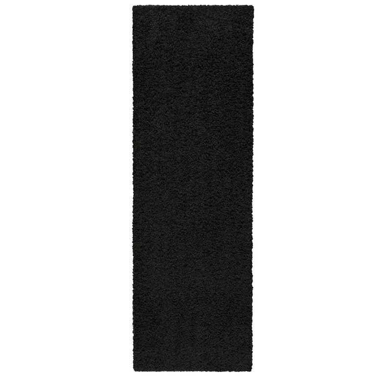 Mainstays Traditional Solid Black Shag Indoor Hallway Runner Rug, 1'9"x5' | Walmart (US)