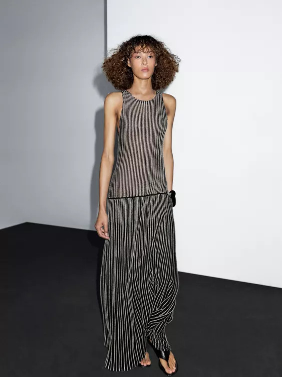 Long pleated knit dress | Zara US